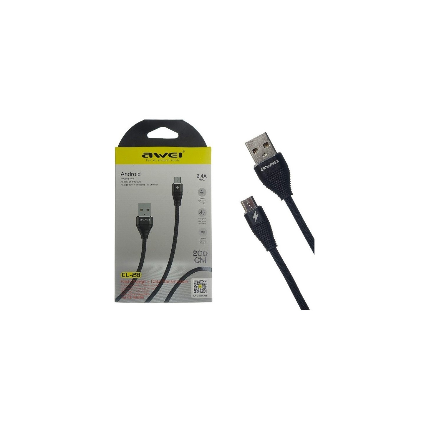 USB Cable Awei CL 28 2.4A -  Official distributor b2b Armenius Store