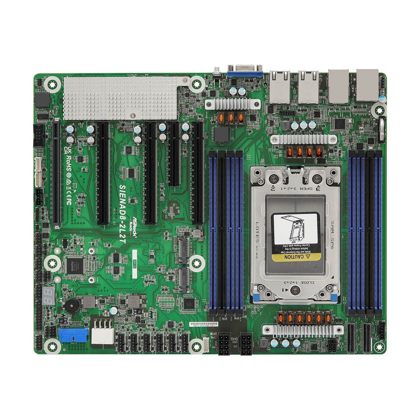 ASRock SIENAD8-2L2T - ATX SP6 Server Motherboard, AMD EPYC, DDR5 8×DIMM 4800MHz, PCIe 5.0, Dual 10GbE