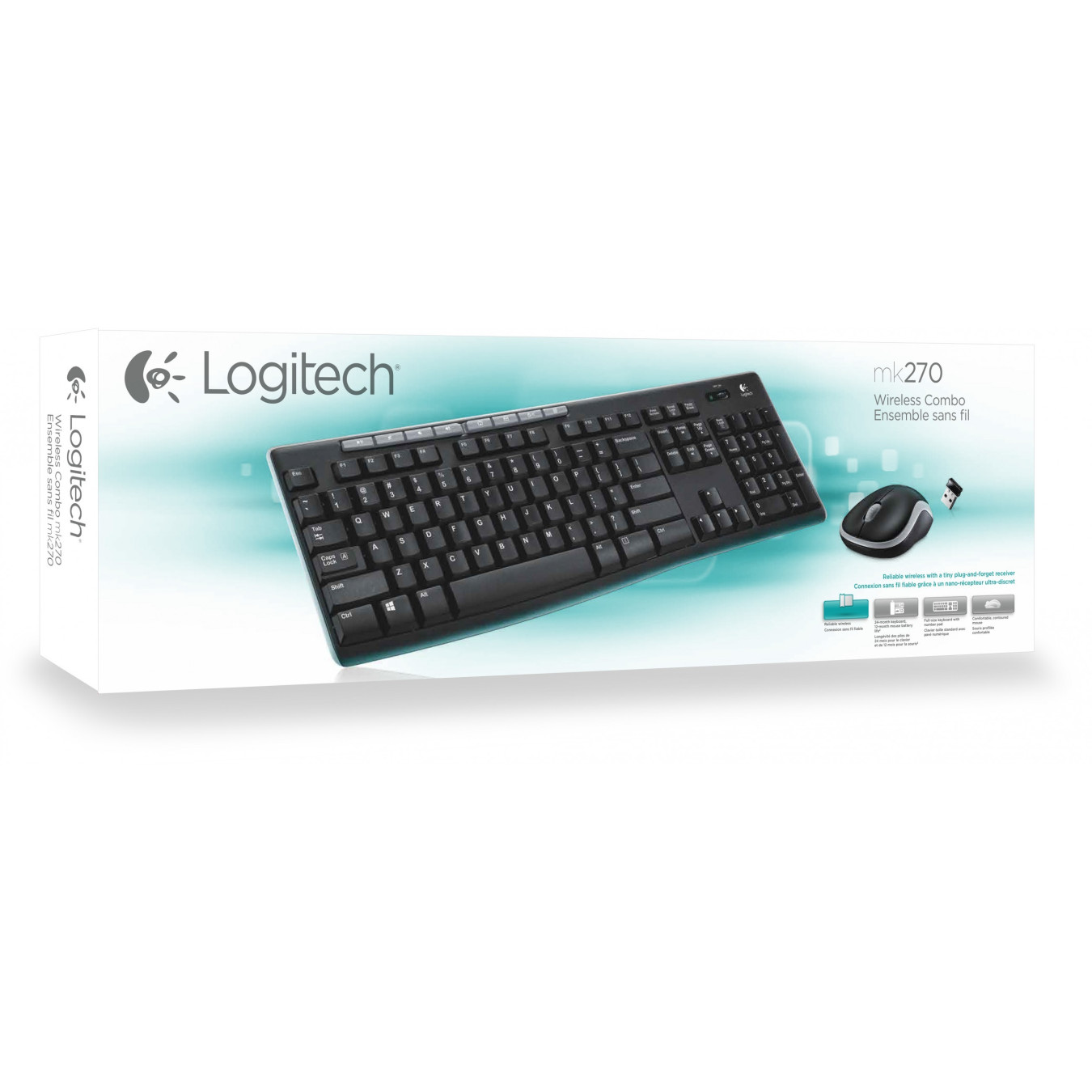 Logitech Desktop MK270 - Wireless Combo - AZERTY French, Full-size 100%, 2.4GHz RF, Black — Buy in Cyprus with Fast Delivery