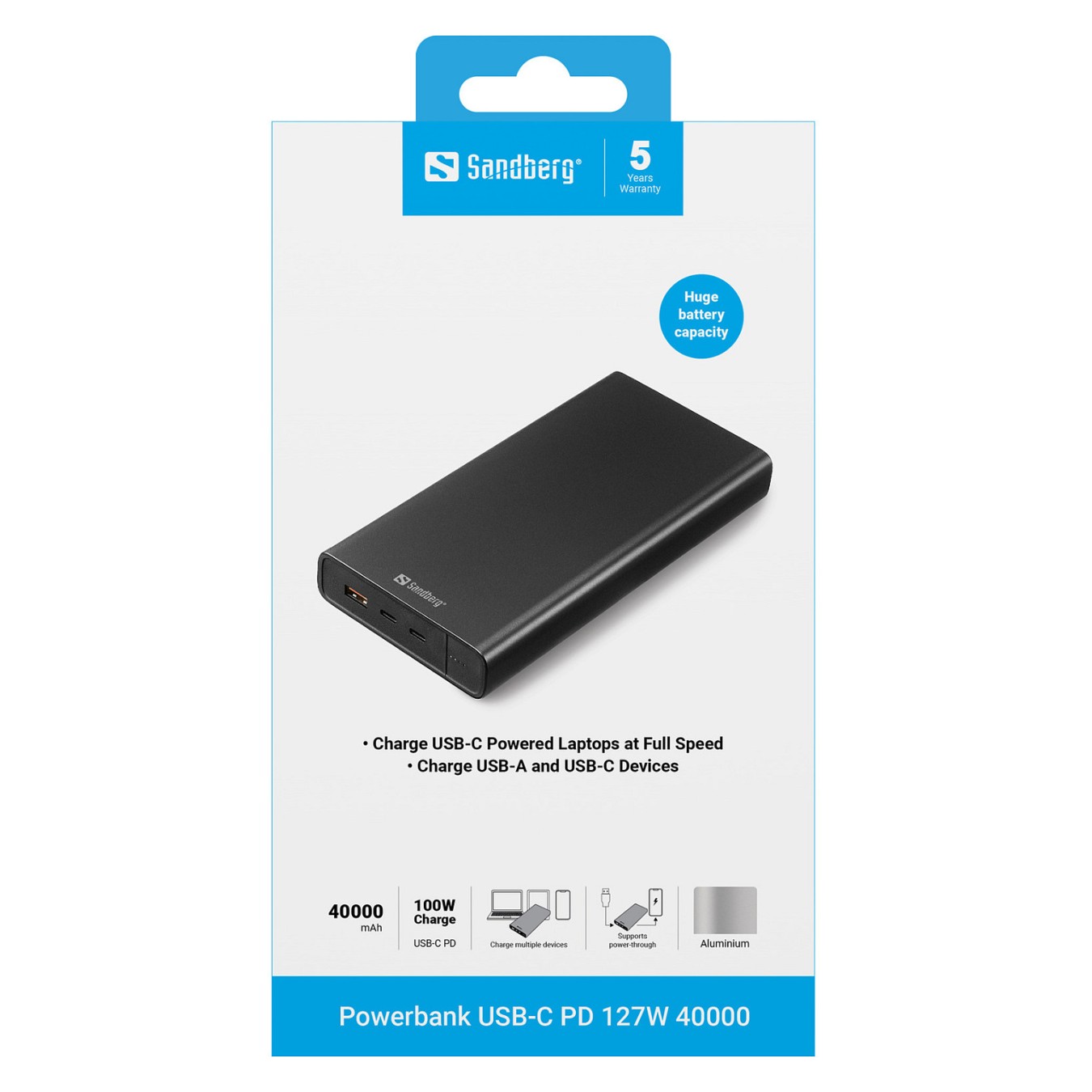 Buy Sandberg 420-63 Powerbank 38400mAh 100W 2xUSB-A USB-C Schwarz in Cyprus, Nicosia, Limassol, Larnaka, Pafos
