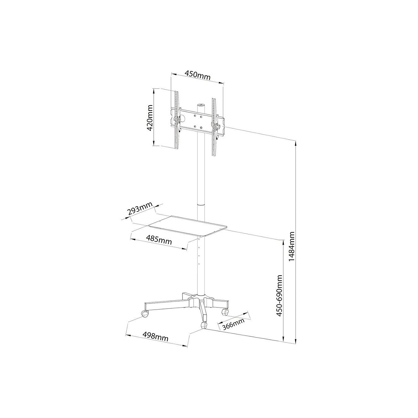 Buy Techly TV Wagen Trolley, 23'-55' LCD LED TV in Cyprus, Nicosia, Limassol, Larnaka, Pafos