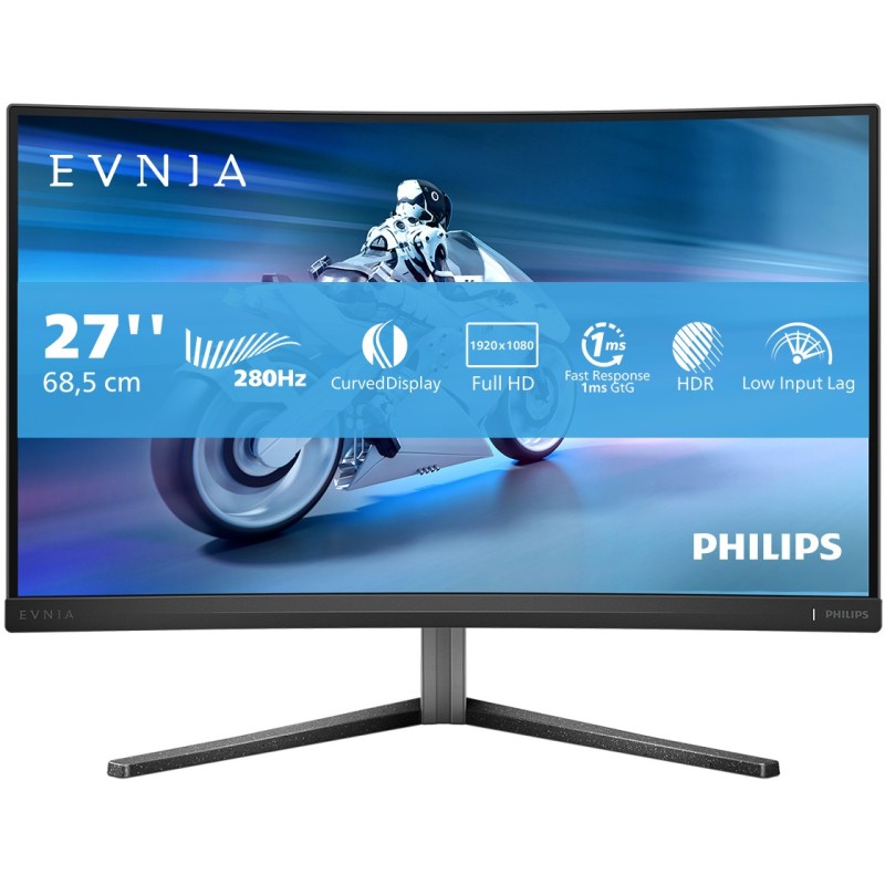 Buy Philips Evnia 5000 - 27M2C5200W - 27in FHD Curved VA 1500R, 280Hz, HDR10, Black in Cyprus, Nicosia, Limassol, Larnaka, Pafos