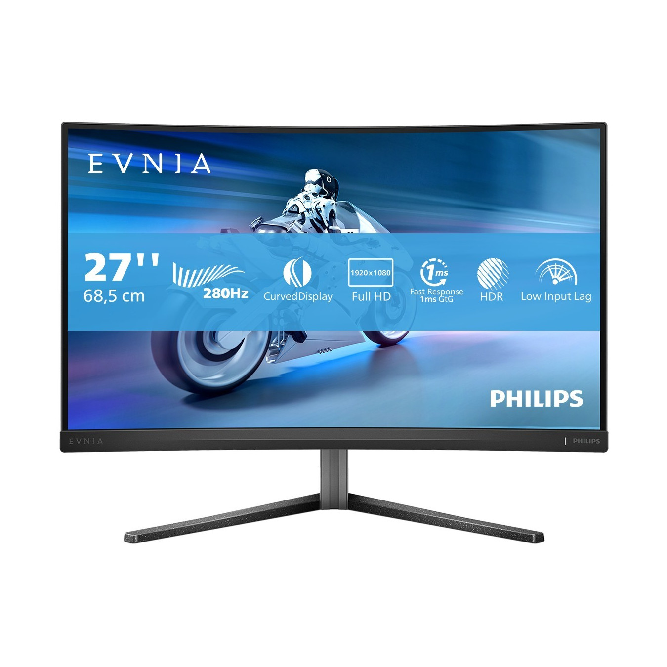 Philips Evnia 5000 - 27M2C5200W - 27in FHD Curved VA 1500R, 280Hz, HDR10, Black — Buy in Cyprus with Fast Delivery