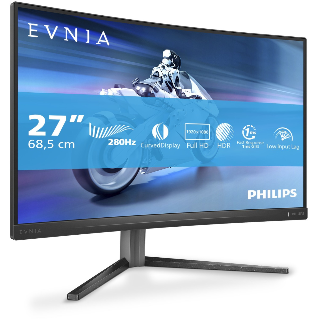 Philips Evnia 5000 - 27M2C5200W - 27in FHD Curved VA 1500R, 280Hz, HDR10, Black — Buy in Cyprus with Fast Delivery