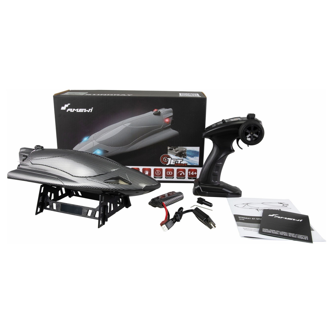 Buy AMEWI Stingray Speedboot m.Jet- antrieb 335mm RTR Carbon-Optik in Cyprus, Nicosia, Limassol, Larnaka, Pafos