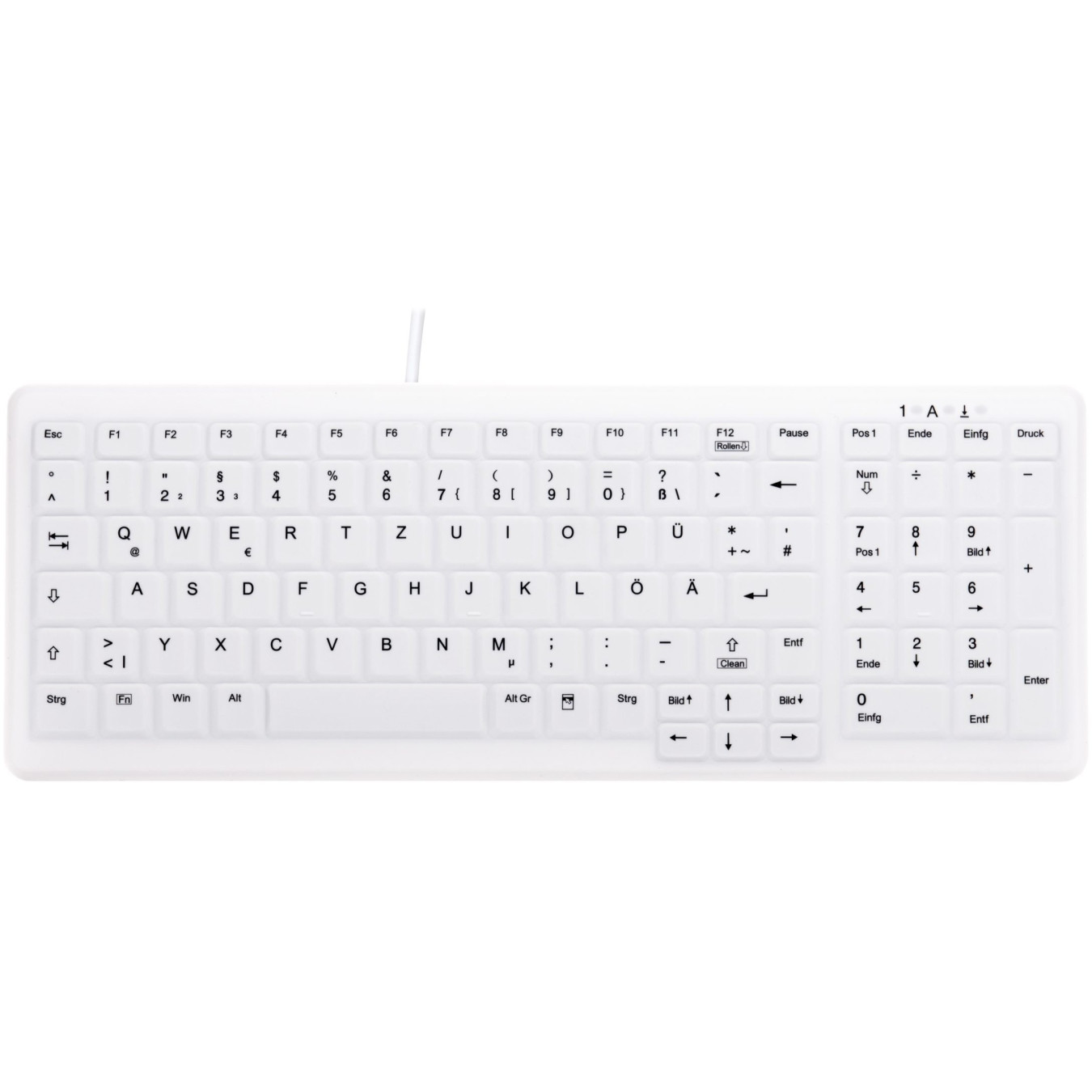 CHERRY ACTIVE KEY AK-C7000 - Corded USB Medical Keyboard, Scissor Keys, QWERTZ German, White