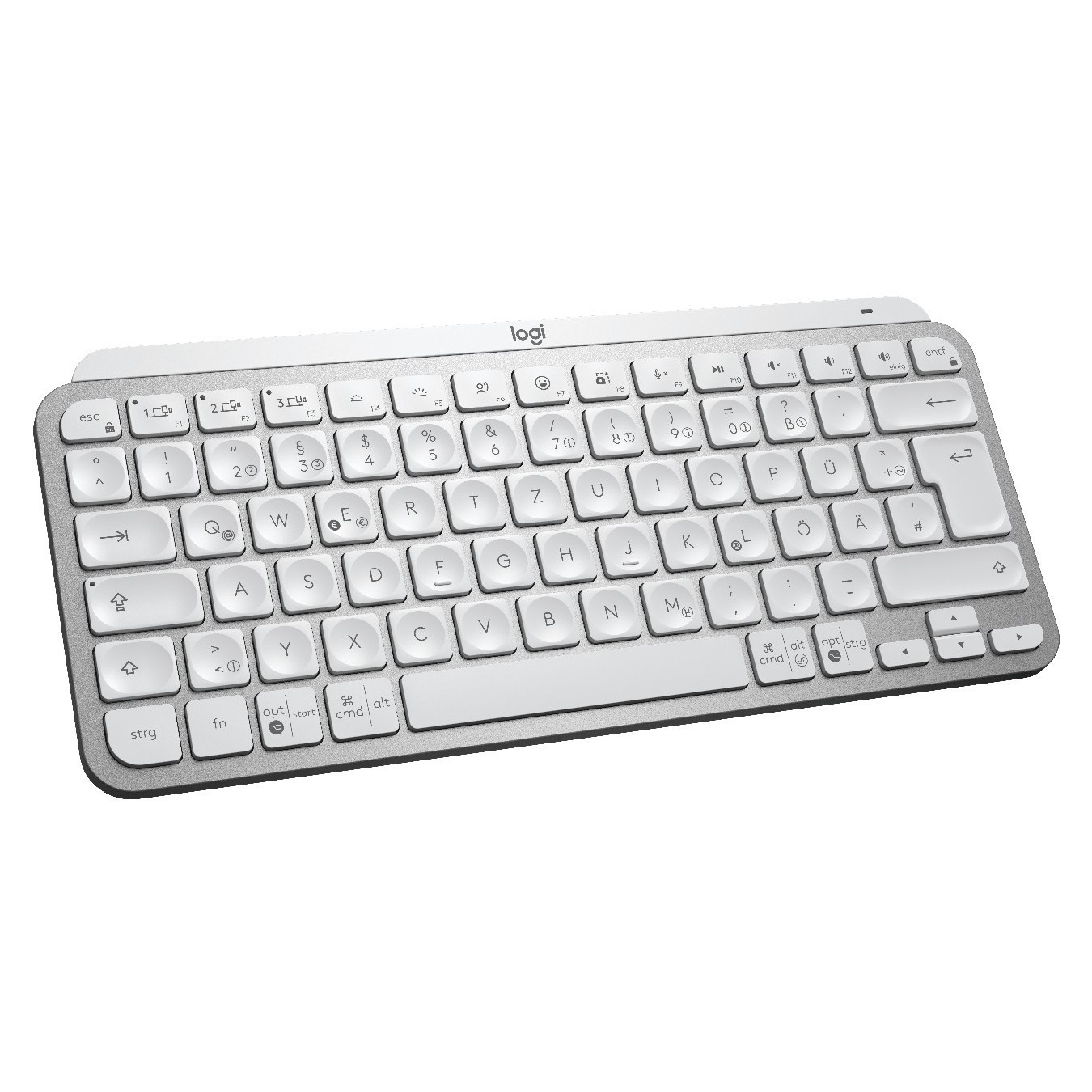 Logitech MX Keys Mini - Compact Wireless QWERTZ Keyboard - Pale Gray, LED Backlight, Bluetooth & Logi Bolt