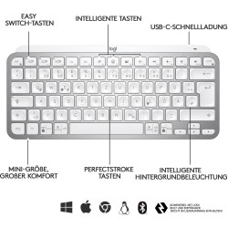 Buy Logitech MX Keys Mini - Compact Wireless QWERTZ Keyboard - Pale Gray, LED Ba... in Cyprus, Nicosia, Limassol, Larnaka, Pafos