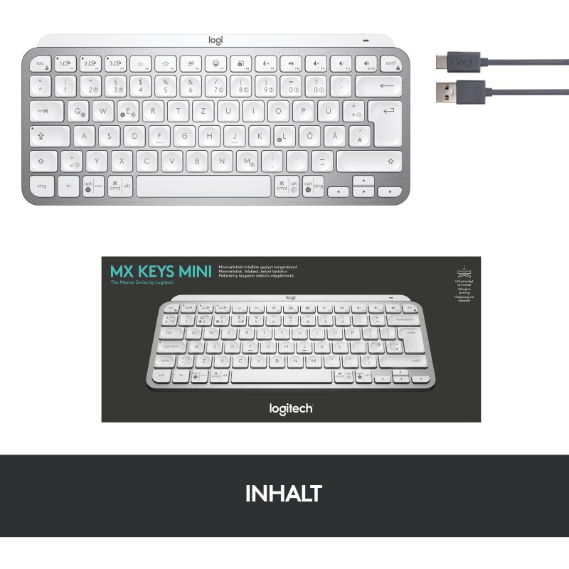 Buy Logitech MX Keys Mini - Compact Wireless QWERTZ Keyboard - Pale Gray, LED Ba... in Cyprus, Nicosia, Limassol, Larnaka, Pafos