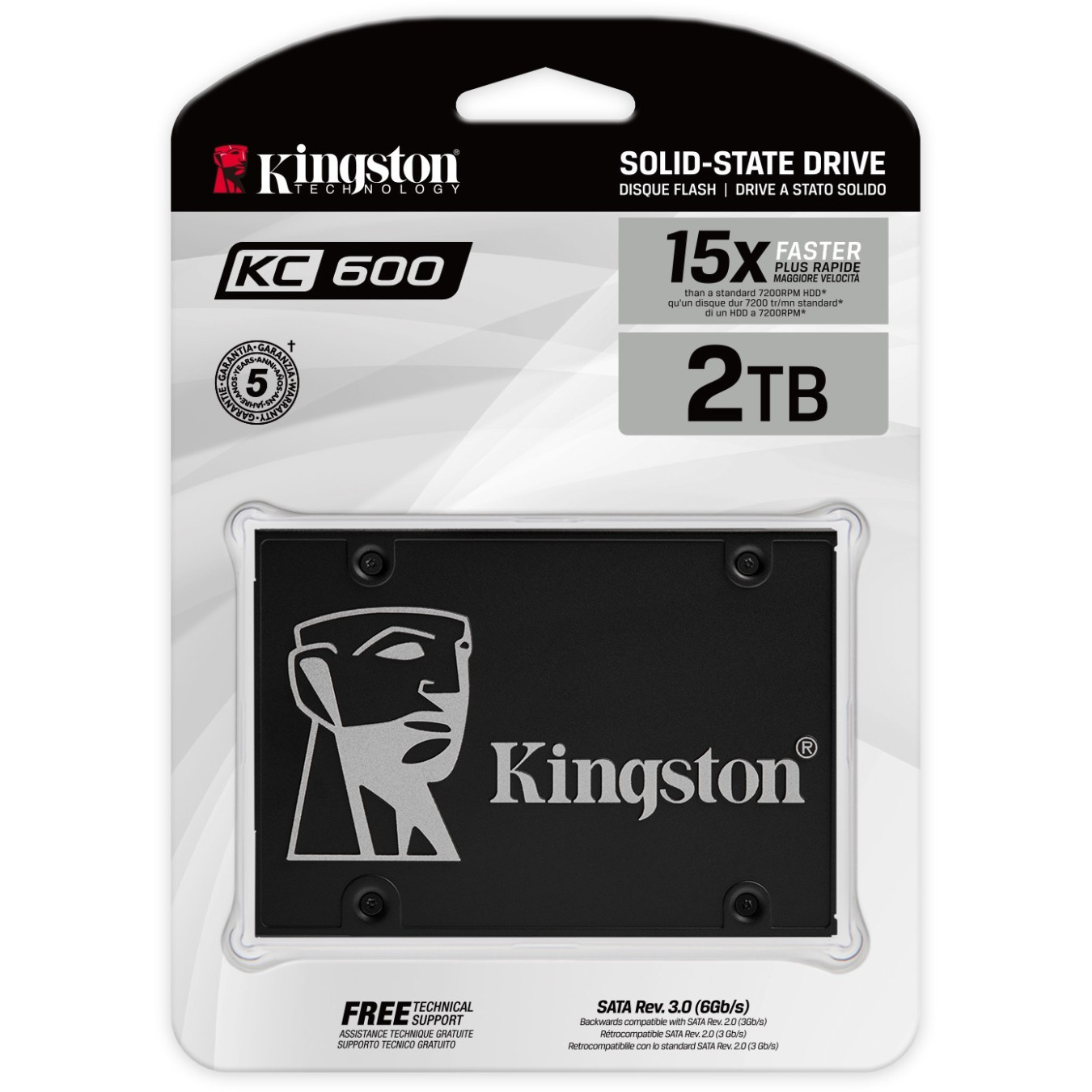 Kingston KC600 - 2.5in SATA III SSD, 2.05TB (2TB), 3D TLC, 550/520 MB/s, 256-bit AES — Buy in Cyprus with Fast Delivery