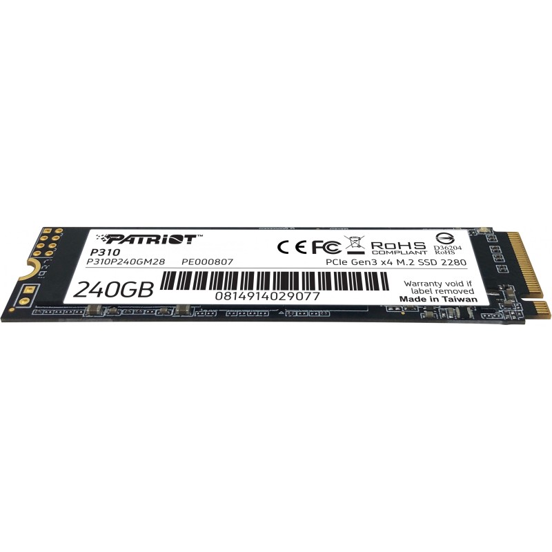 Buy Patriot P310 M.2 NVMe SSD - 240GB, PCIe 3.0 x4 (NVMe 1.3) - M.2 2280 in Cyprus, Nicosia, Limassol, Larnaka, Pafos