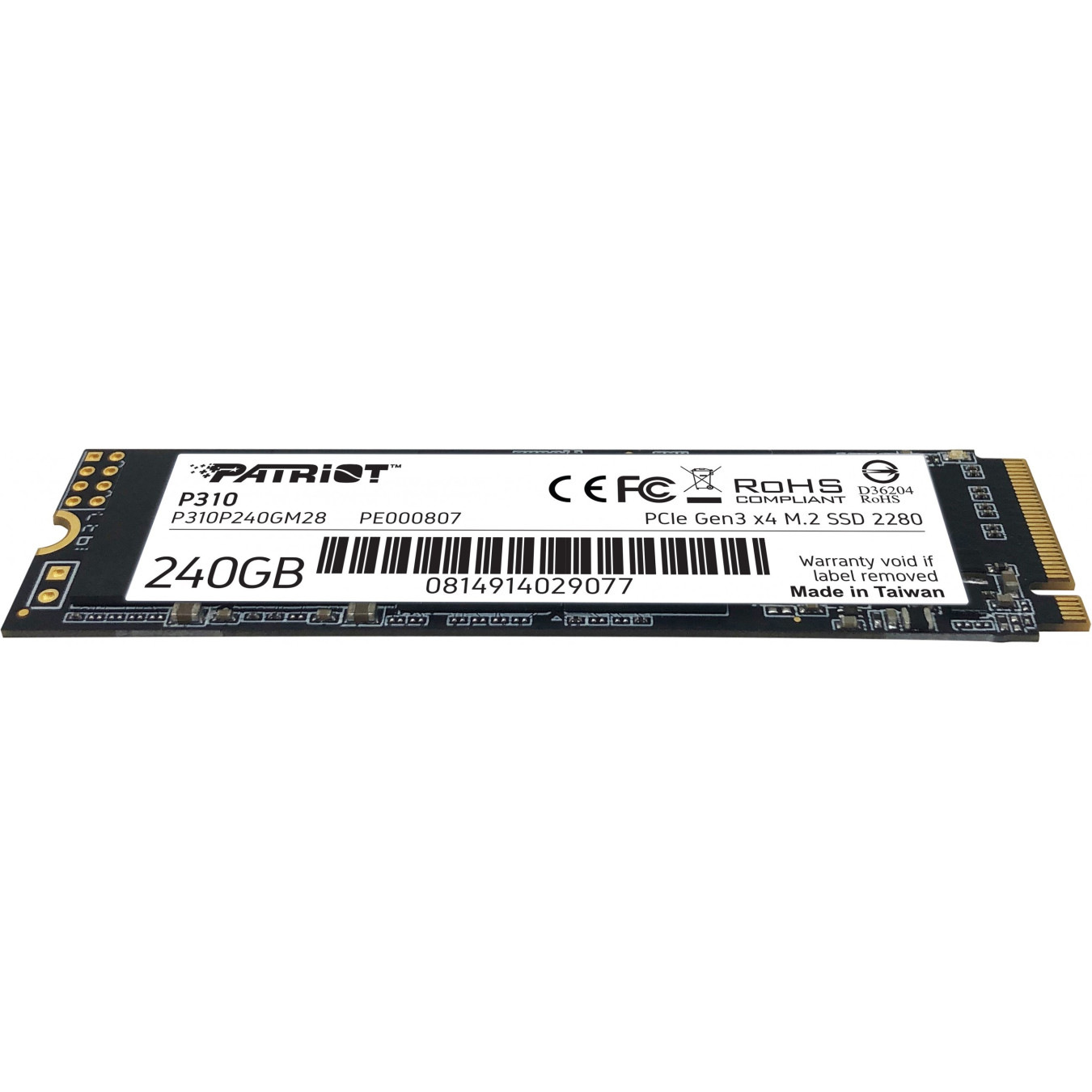 Patriot P310 M.2 NVMe SSD - 240GB, PCIe 3.0 x4 (NVMe 1.3) - M.2 2280 — Buy in Cyprus with Fast Delivery
