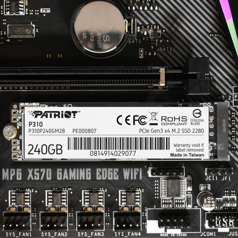 Buy Patriot P310 M.2 NVMe SSD - 240GB, PCIe 3.0 x4 (NVMe 1.3) - M.2 2280 in Cyprus, Nicosia, Limassol, Larnaka, Pafos