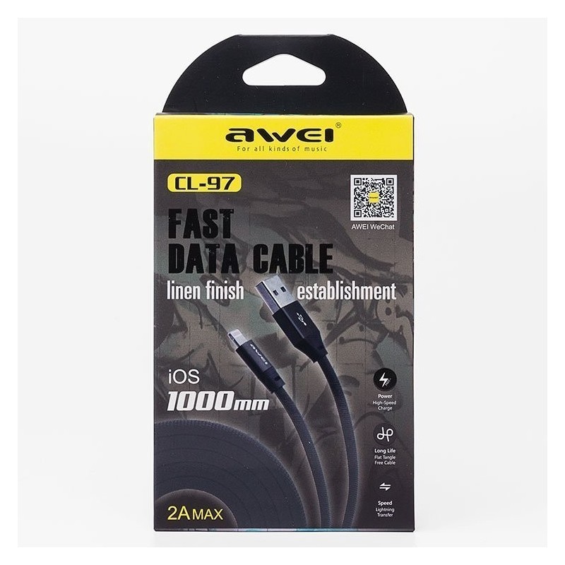 USB Lighting Cable Awei CL 97 2A -  Official distributor b2b Armenius Store