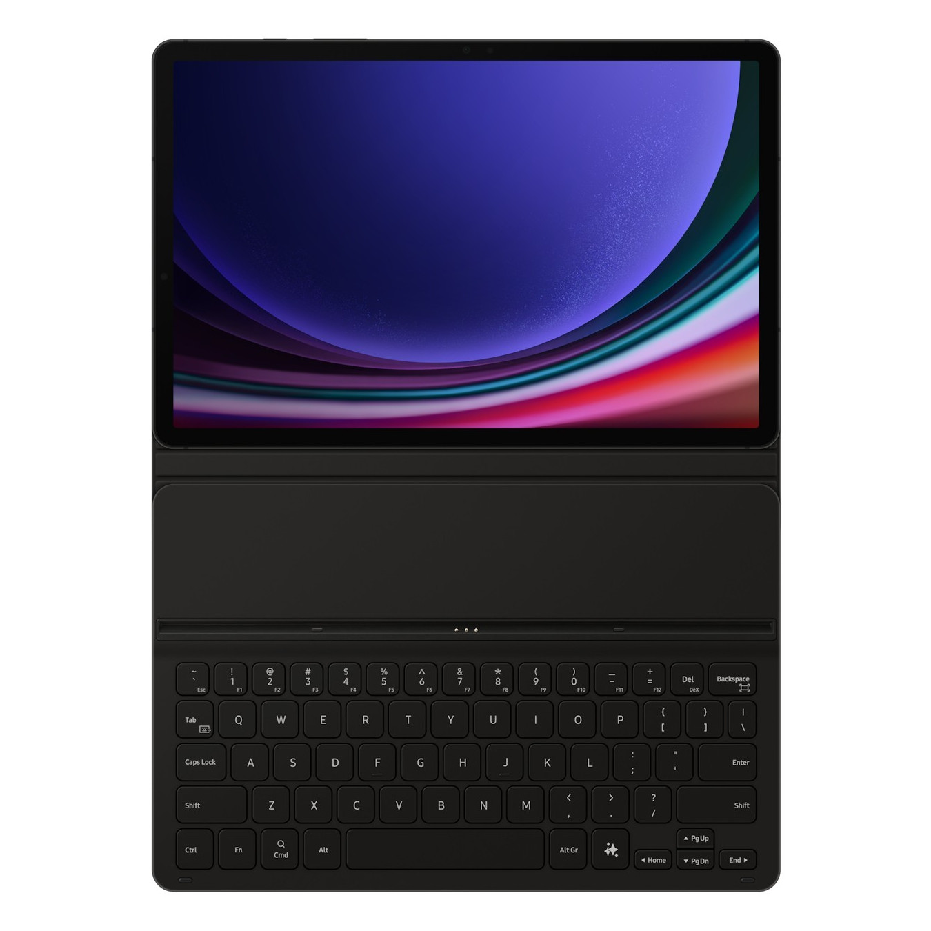 Samsung Book Cover Keyboard - EF-DX720 - Slim Keyboard Case with Touchpad & Stylus Holder, Black, for Galaxy Tab S9/S9 FE