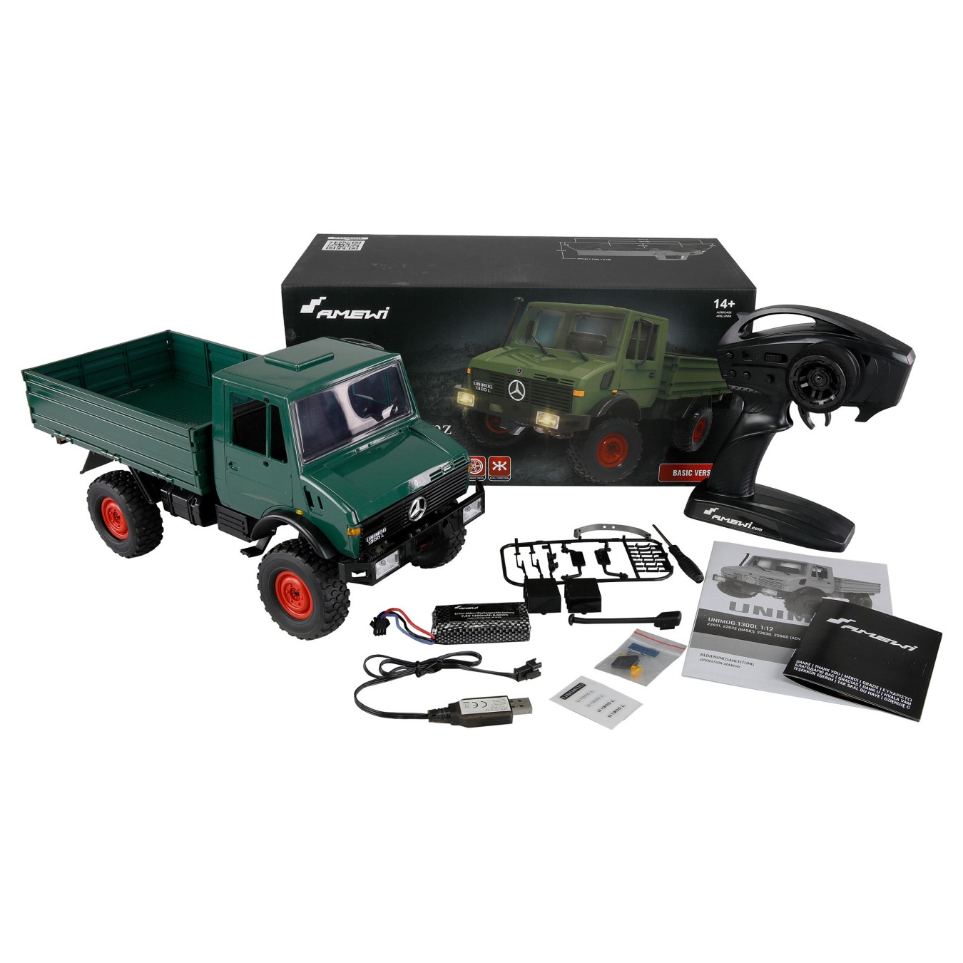 Buy Amewi Mercedes-Benz Unimog Basic 4WD 1 12 RtR grün in Cyprus, Nicosia, Limassol, Larnaka, Pafos