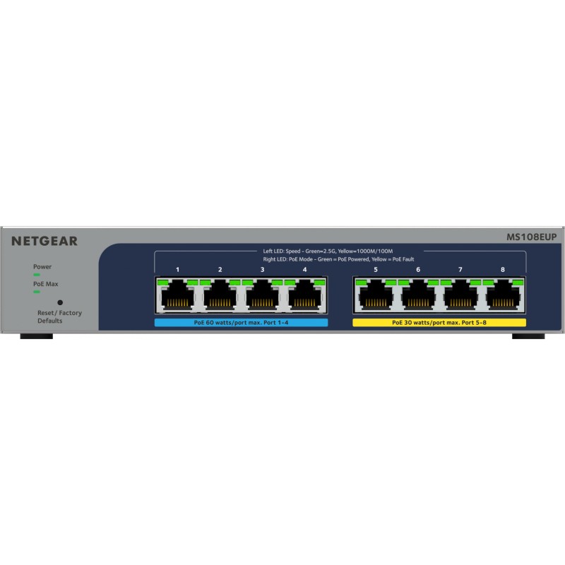 Buy NETGEAR 8-Port Multi-Gig Switch - MS108EUP - 8x 2.5G PoE++ Ultra60, Managed ... in Cyprus, Nicosia, Limassol, Larnaka, Pafos