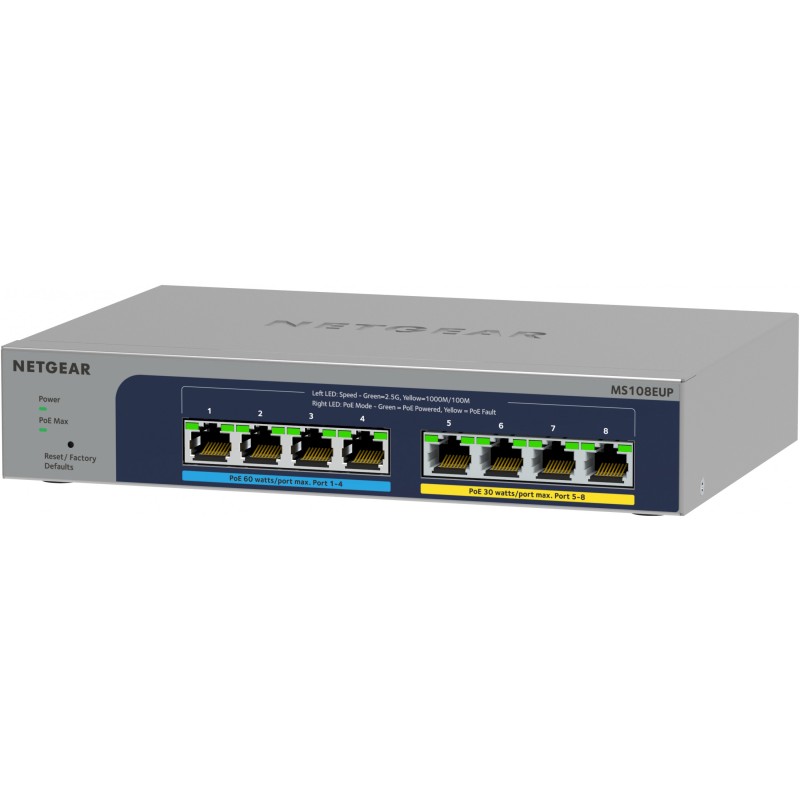 Buy NETGEAR 8-Port Multi-Gig Switch - MS108EUP - 8x 2.5G PoE++ Ultra60, Managed ... in Cyprus, Nicosia, Limassol, Larnaka, Pafos