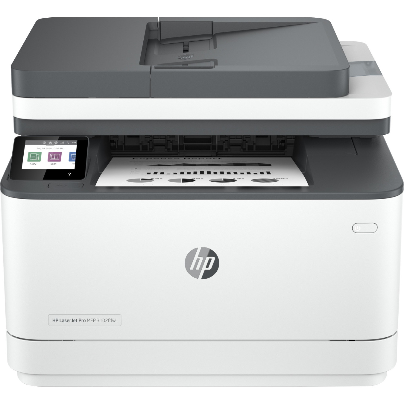 HP LaserJet Pro 3102fdw - 4-in-1 Mono Laser MFP - Duplex, 50-sheet ADF, Wi-Fi & Ethernet, 512MB, 800MHz, White