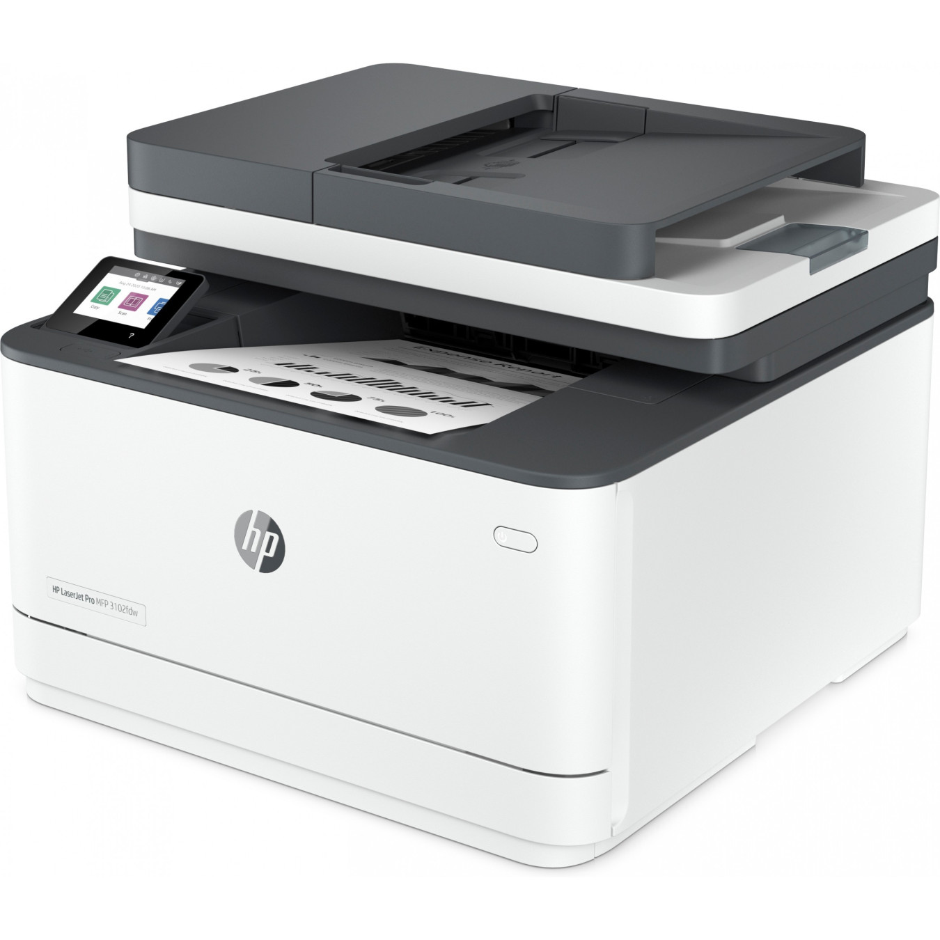 HP LaserJet Pro 3102fdw - 4-in-1 Mono Laser MFP - Duplex, 50-sheet ADF, Wi-Fi & Ethernet, 512MB, 800MHz, White