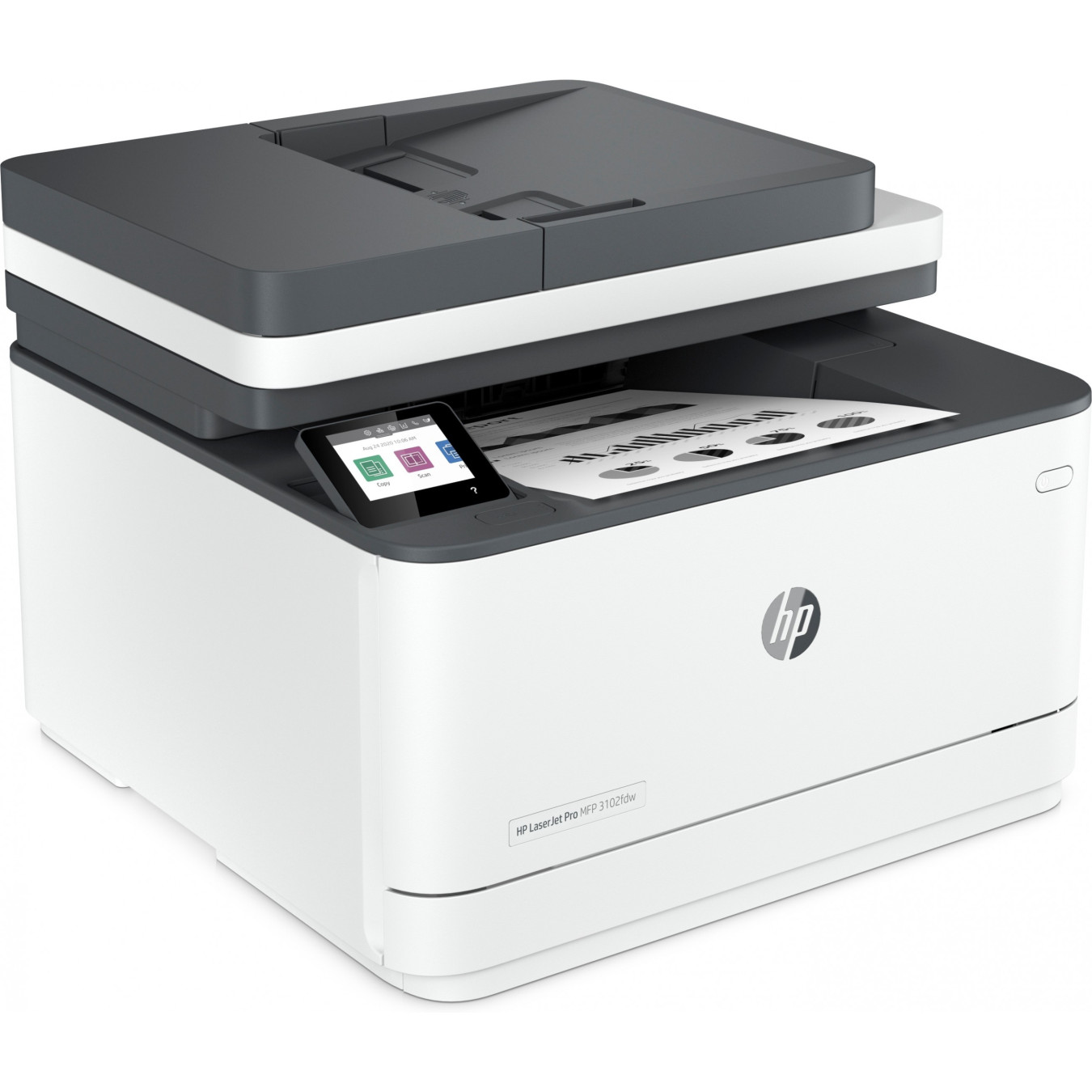 HP LaserJet Pro 3102fdw - 4-in-1 Mono Laser MFP - Duplex, 50-sheet ADF, Wi-Fi & Ethernet, 512MB, 800MHz, White
