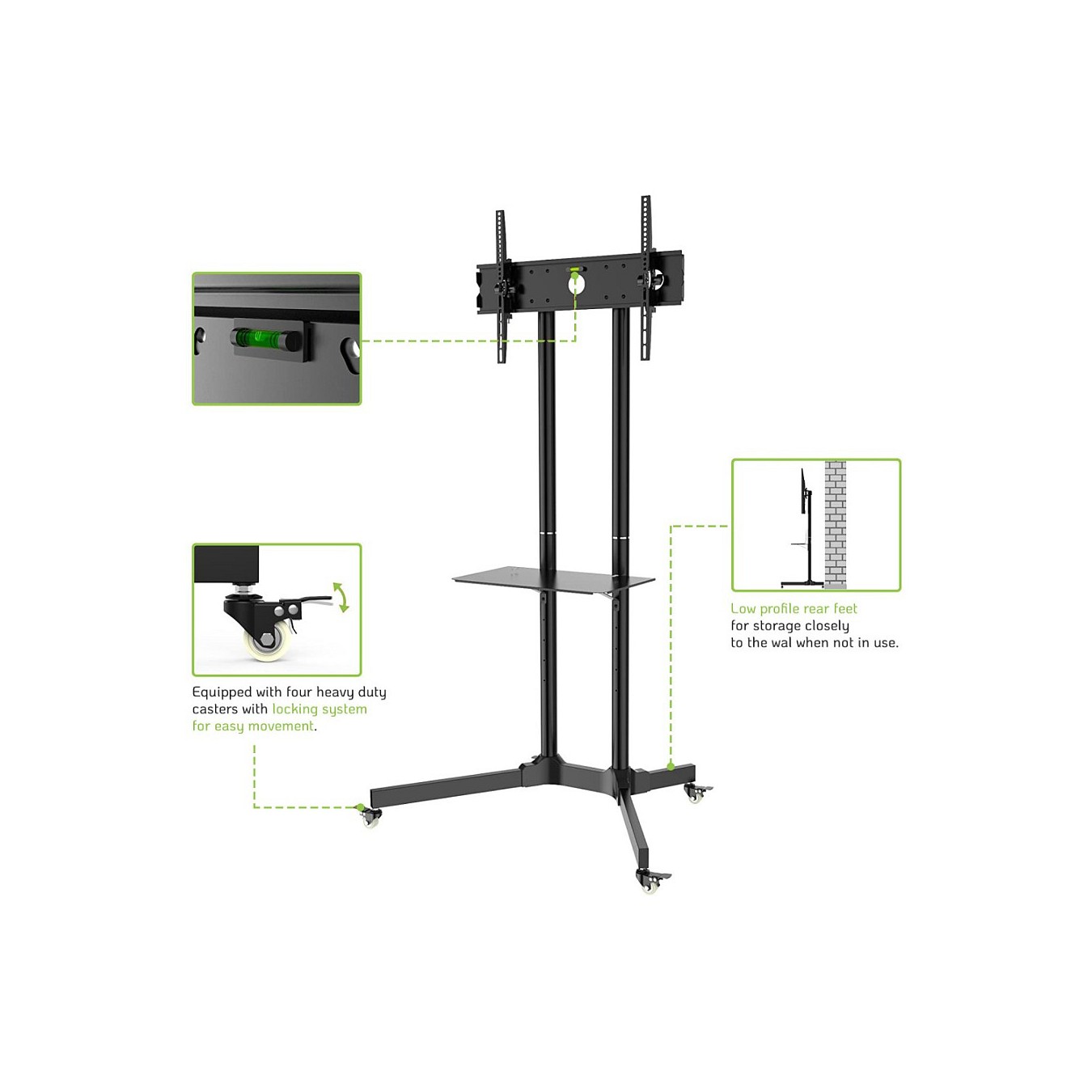 Buy Techly TV LED LCD Wagen f. LCD LED TV 30'-65' höhenverstellb in Cyprus, Nicosia, Limassol, Larnaka, Pafos
