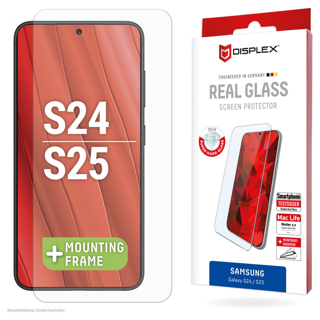 Buy DISPLEX Panzerglas 2D Clear (10H) für Samsung Galaxy S24 Eco-Montagerahmen. Tempered Glas. kratzer-resistente Schutzf... in 