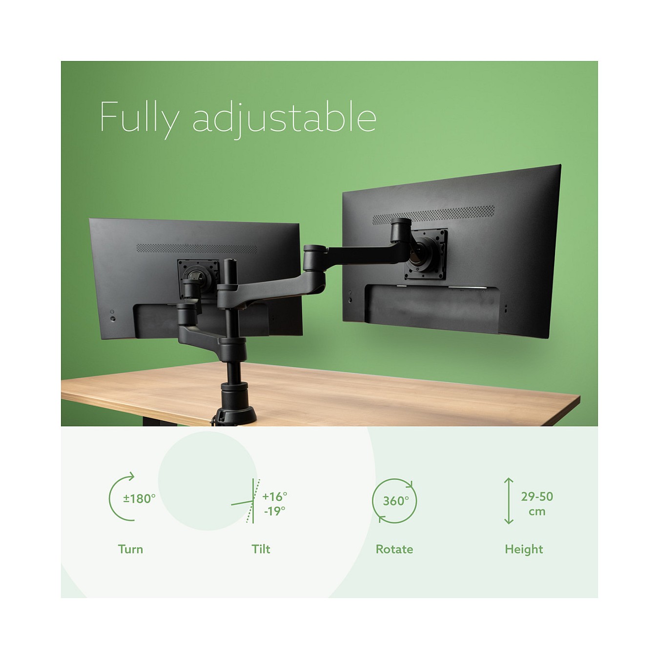 Buy R-Go Monitorarm 0'-32' 2TFT Max.8KG(2x) Zepher4 silb. in Cyprus, Nicosia, Limassol, Larnaka, Pafos