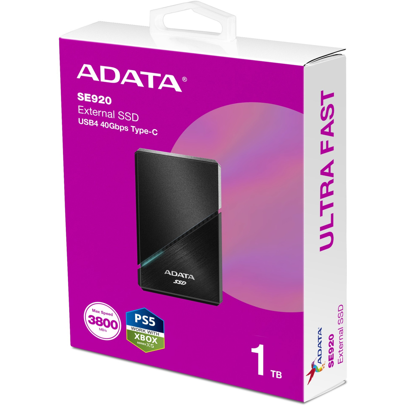 ADATA SE920 Portable SSD - 1TB - USB-C (USB 3.2 Gen2), 3800 MB/s, Black — Buy in Cyprus with Fast Delivery