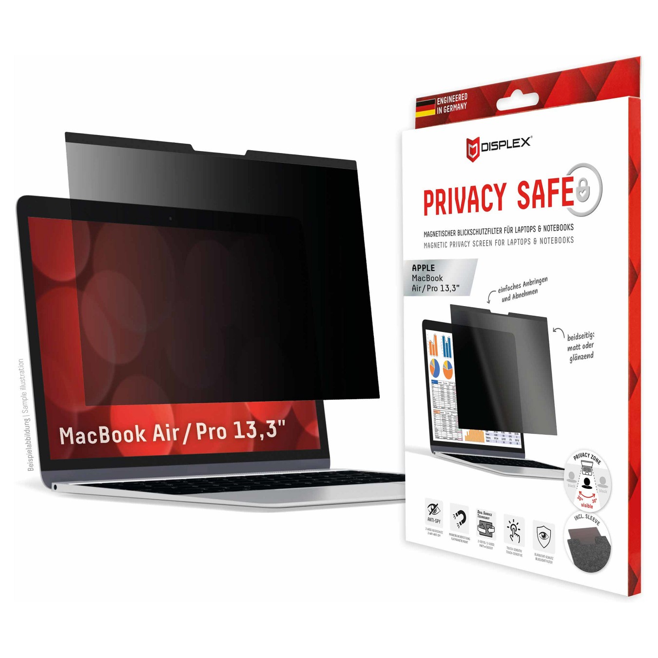 Buy DISPLEX Privacy Safe Blickschutzfilter f. MacBook Air Pro 13.3'. Anti-Reflex. Bluelight-Filter. Magnetische Befestigung in C