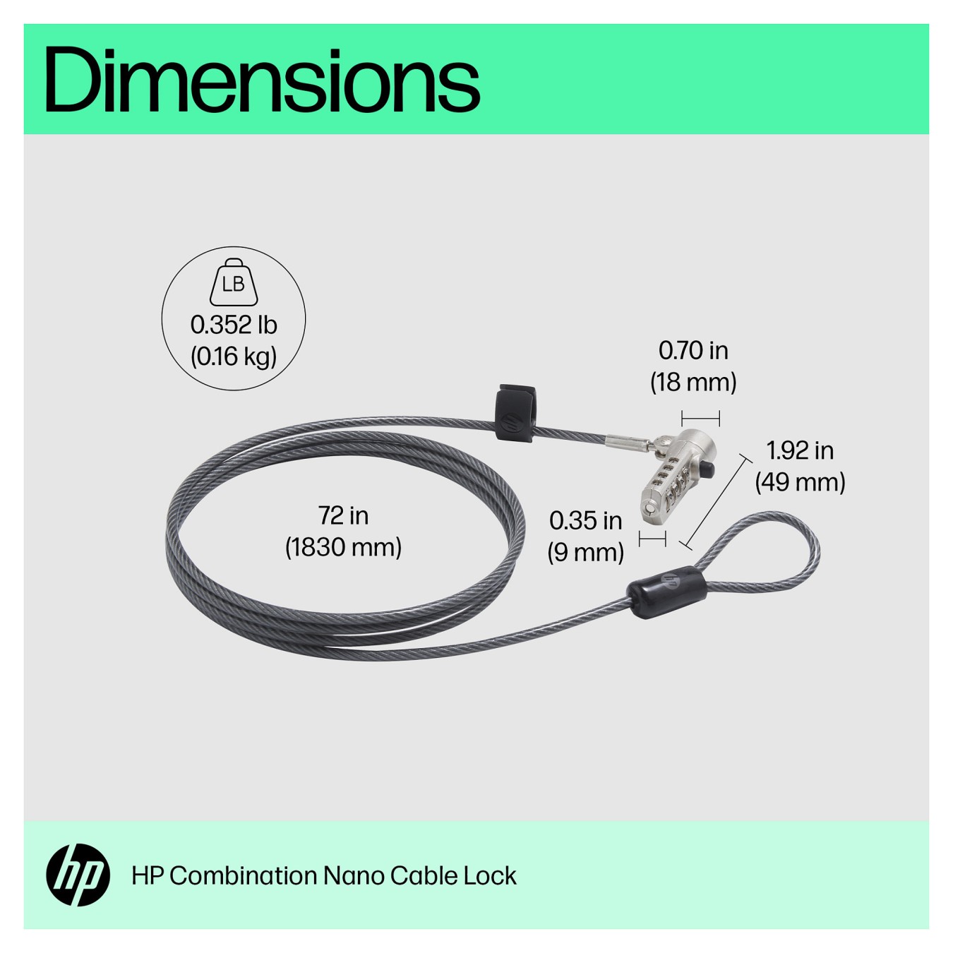 Buy HP Nano Combination Cable Lock in Cyprus, Nicosia, Limassol, Larnaka, Pafos