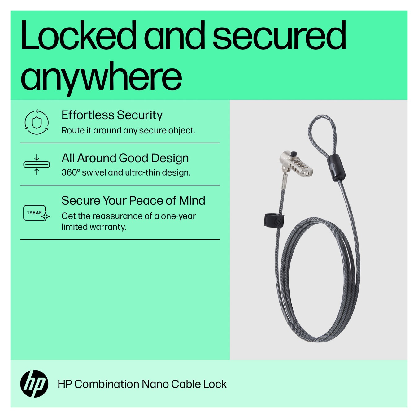 Buy HP Nano Combination Cable Lock in Cyprus, Nicosia, Limassol, Larnaka, Pafos