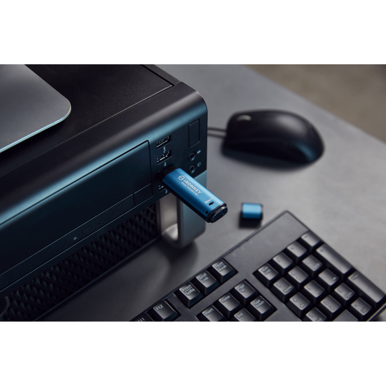 Kingston IronKey Vault Privacy 50 - 256GB USB-A 3.2 Gen1 (USB 3.1) - AES-256 (FIPS 197) Encrypted - Black/Blue