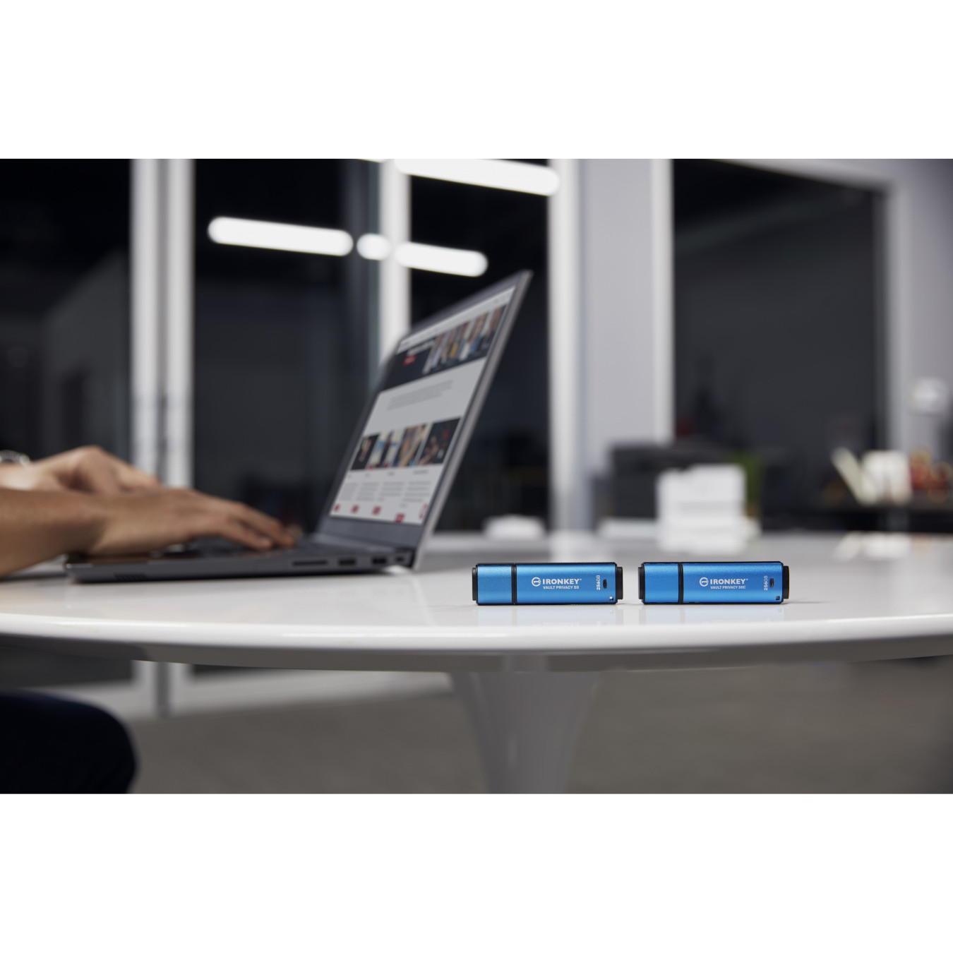 Kingston IronKey Vault Privacy 50 - 256GB USB-A 3.2 Gen1 (USB 3.1) - AES-256 (FIPS 197) Encrypted - Black/Blue