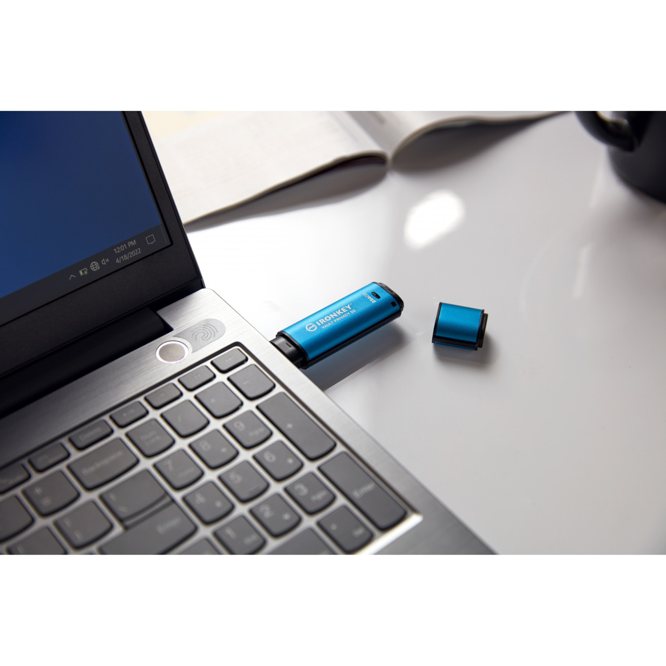 Kingston IronKey Vault Privacy 50 - 256GB USB-A 3.2 Gen1 (USB 3.1) - AES-256 (FIPS 197) Encrypted - Black/Blue
