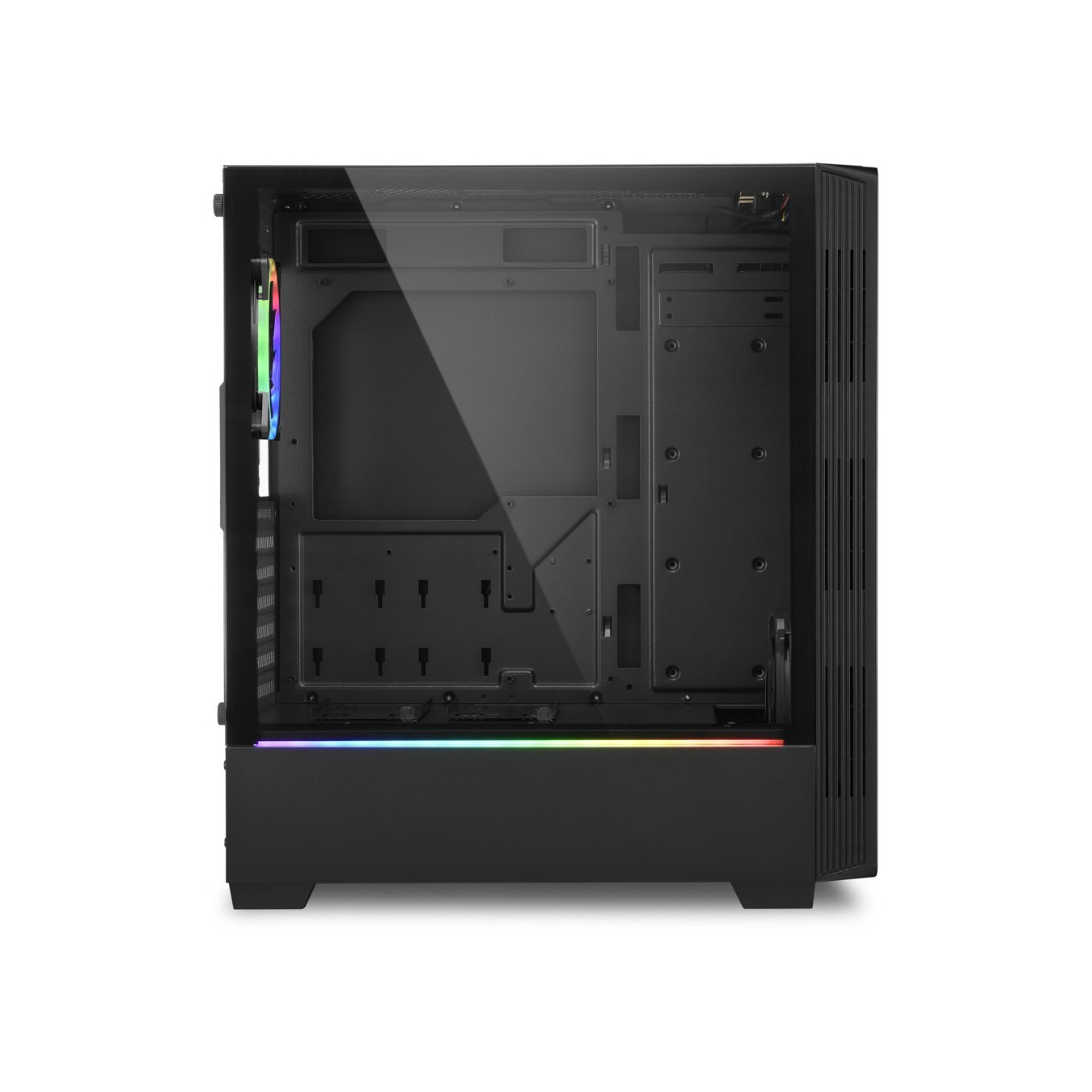 Sharkoon RGB LIT 200 - Mid Tower PC Case - Black, RGB Front Fans, ATX/mATX/Mini-ITX, 350mm GPU