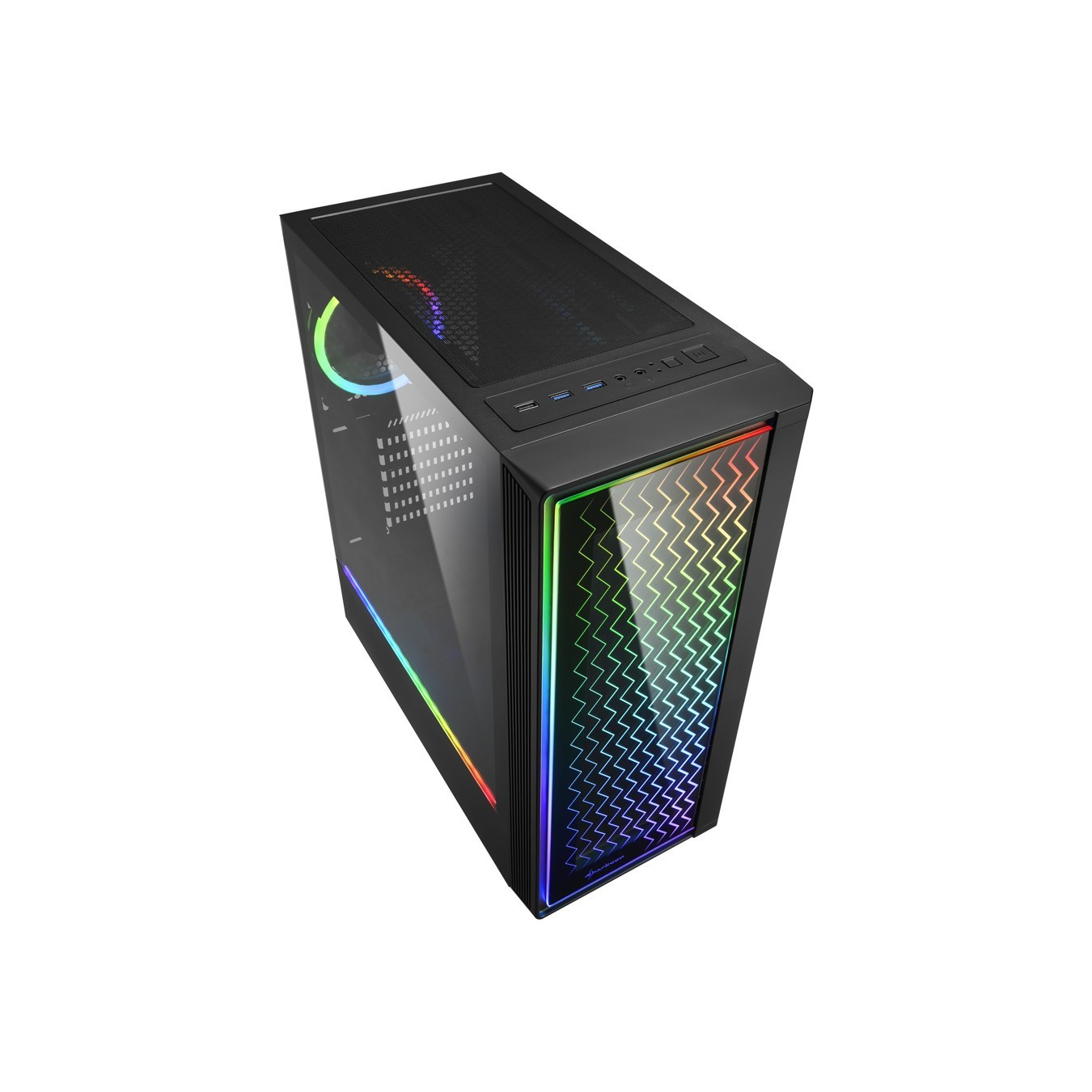 Sharkoon RGB LIT 200 - Mid Tower PC Case - Black, RGB Front Fans, ATX/mATX/Mini-ITX, 350mm GPU