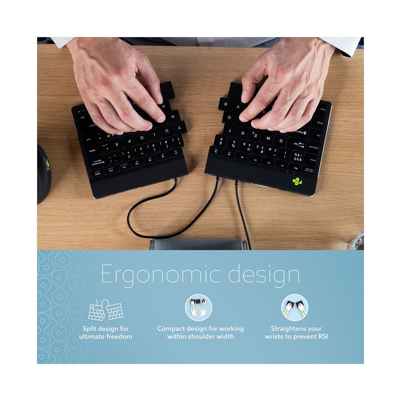 Buy R-Go Split Break Ergonomische Tastatur, QWERTZ (DE) - schwarz, kabelgebunden in Cyprus, Nicosia, Limassol, Larnaka, Pafos