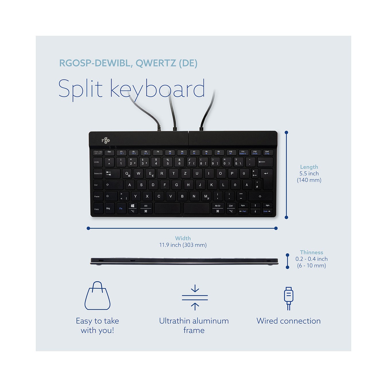 Buy R-Go Split Break Ergonomische Tastatur, QWERTZ (DE) - schwarz, kabelgebunden in Cyprus, Nicosia, Limassol, Larnaka, Pafos