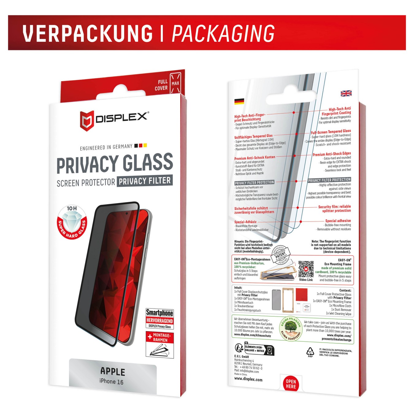 Buy DISPLEX Privacy Glass FC iPhone 16 in Cyprus, Nicosia, Limassol, Larnaka, Pafos