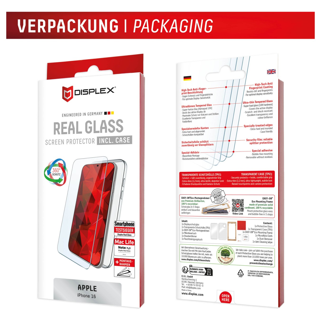 Buy DISPLEX Real Glass + Case iPhone 16 in Cyprus, Nicosia, Limassol, Larnaka, Pafos
