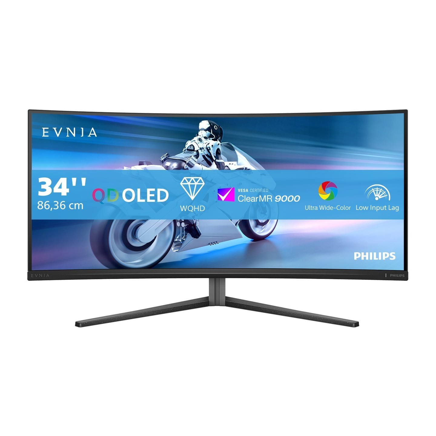 Philips Evnia 34M2C6500 - 34" WQHD Curved QD-OLED Monitor, 175Hz, 0.03ms, Grey (Boxed) — Buy in Cyprus with Fast Delivery