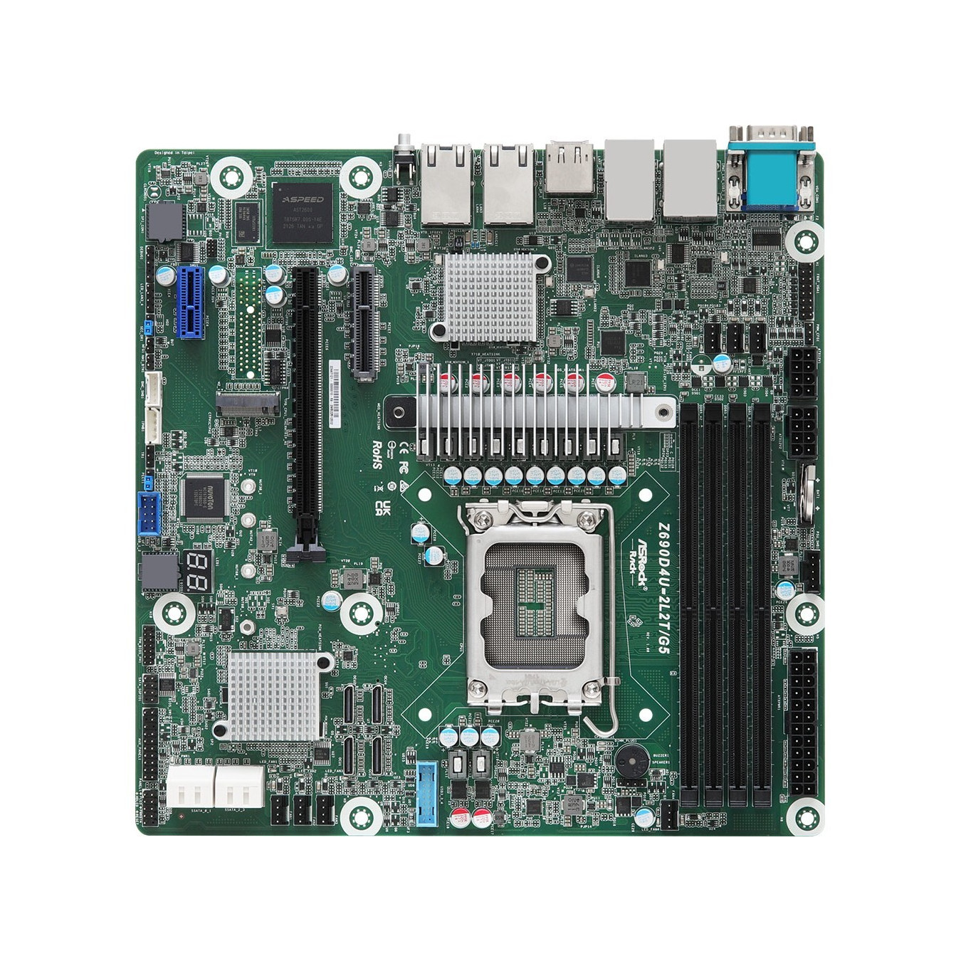 ASRock Z690D4U-2L2T/G5 - Micro-ATX LGA1700 Server Motherboard, Z690, DDR5, 4x DIMM, 8x SATA, Quad Intel LAN