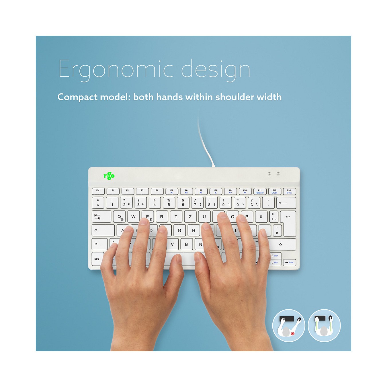 Buy R-Go Compact Break ergonomische Tastatur QWERTZ (DE), verkabelt, weiß in Cyprus, Nicosia, Limassol, Larnaka, Pafos