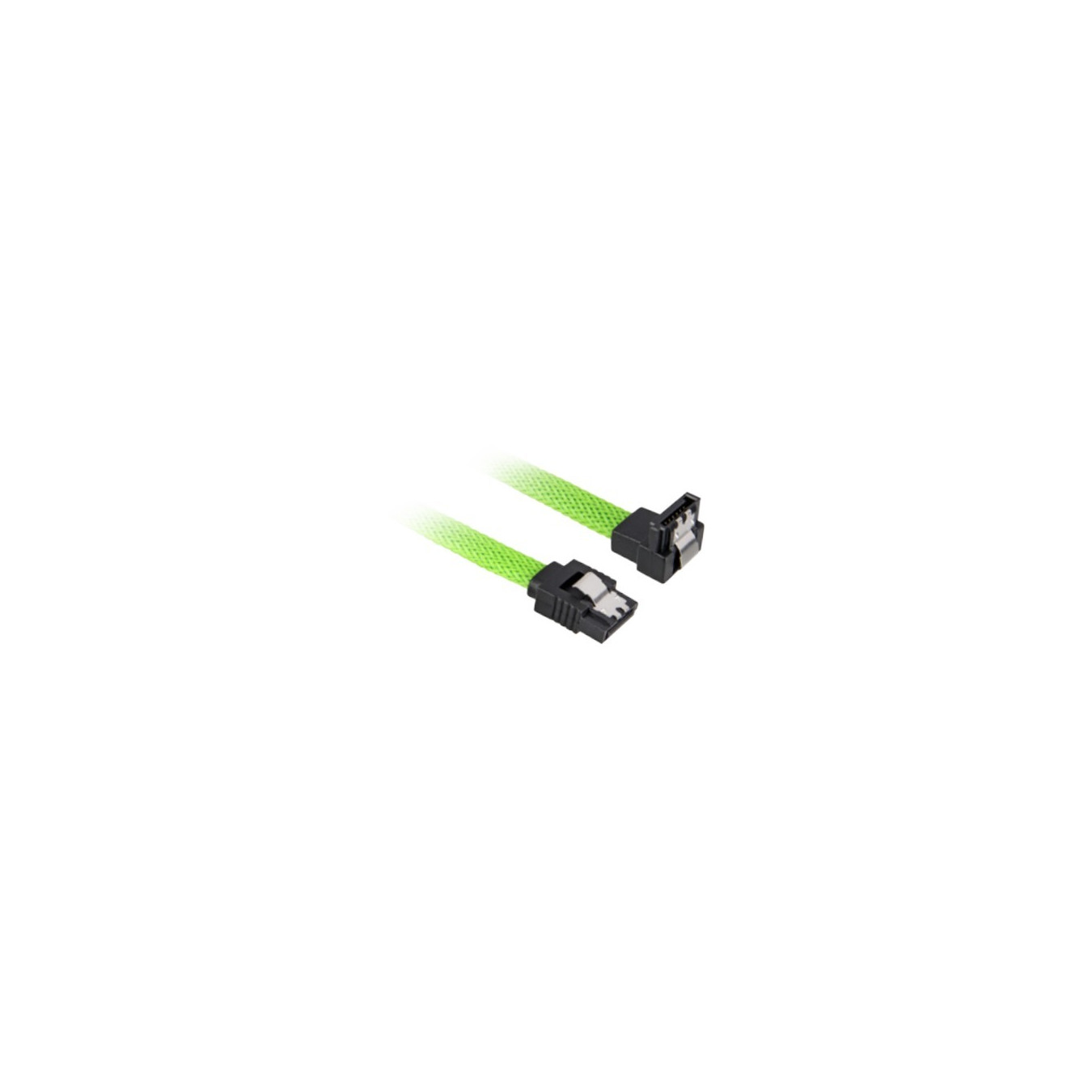 Sharkoon SATA III 90° Sleeved Cable - 0.45 m - 6 Gbit/s, Black Connectors, Green Sleeve — Buy in Cyprus with Fast Delivery