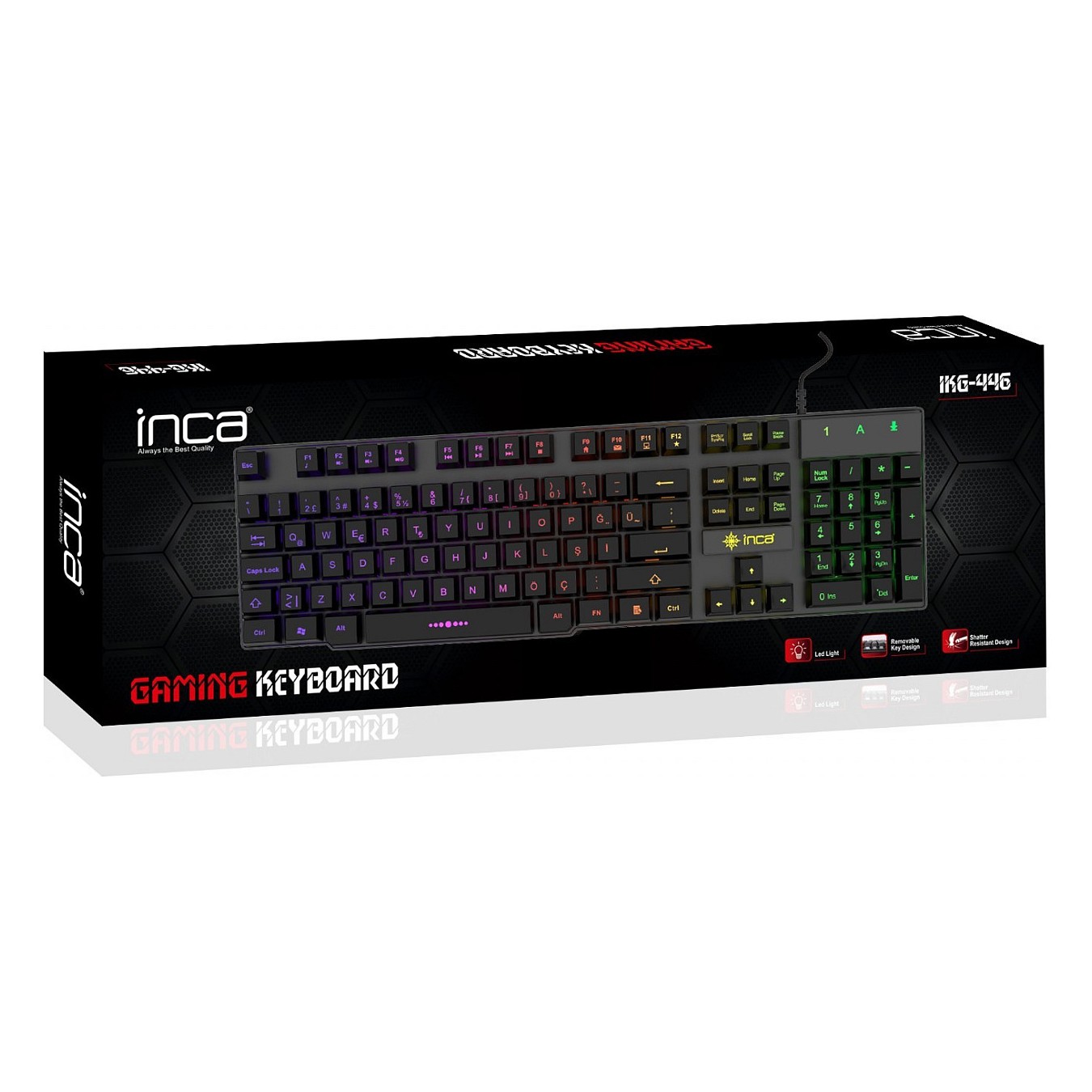 Buy Incase Gaming Tastatur IKG-446 Regenbogen, RGB, dt. Layout retail in Cyprus, Nicosia, Limassol, Larnaka, Pafos