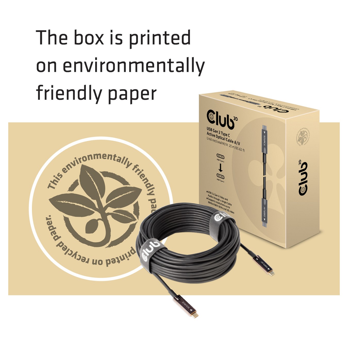Buy Club3D Kabel USB 3.2 Typ C 20m aktiv optisch A V St St retail in Cyprus, Nicosia, Limassol, Larnaka, Pafos