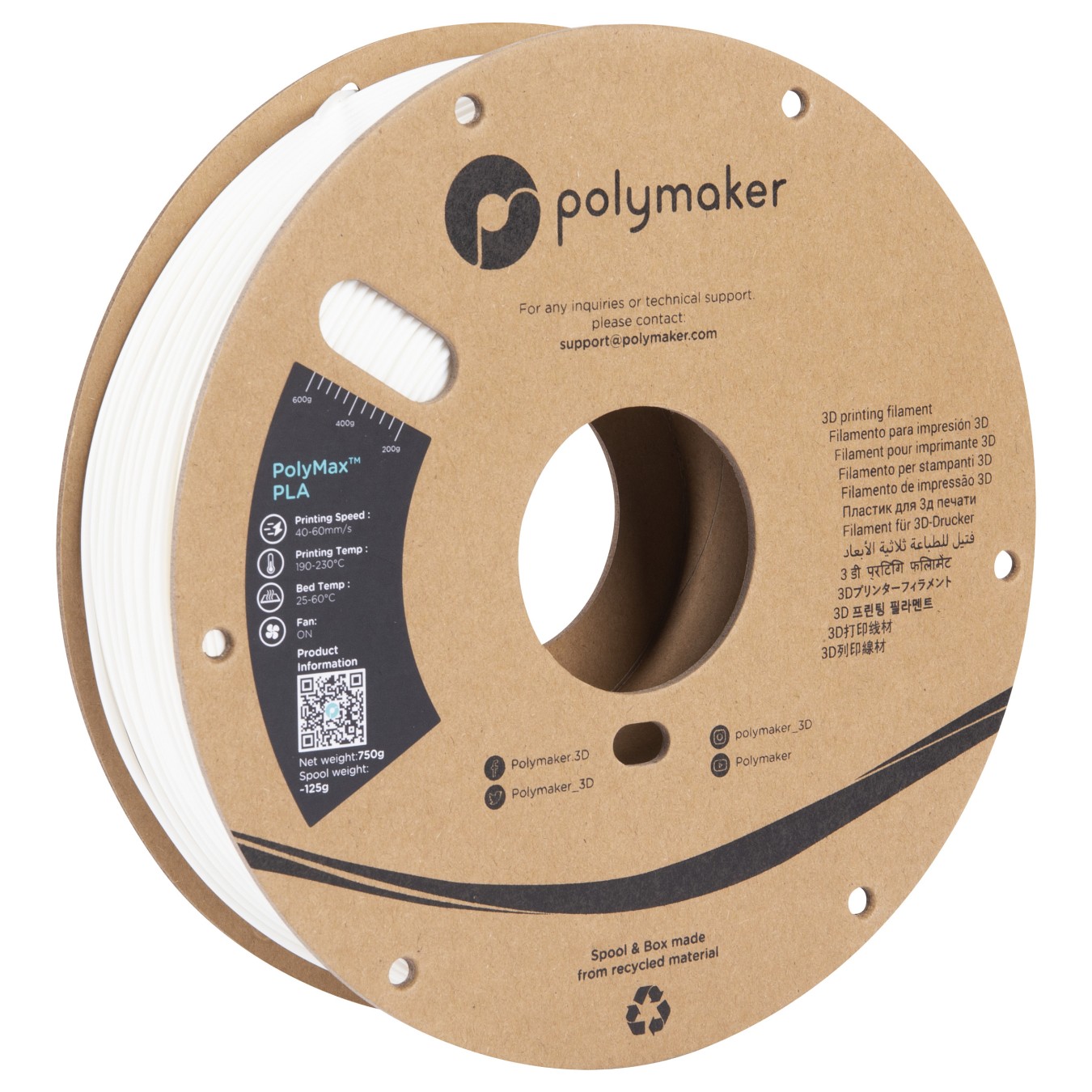 Buy TOUGH PLA 1,75mm WHITE 0,75kg in Cyprus, Nicosia, Limassol, Larnaka, Pafos