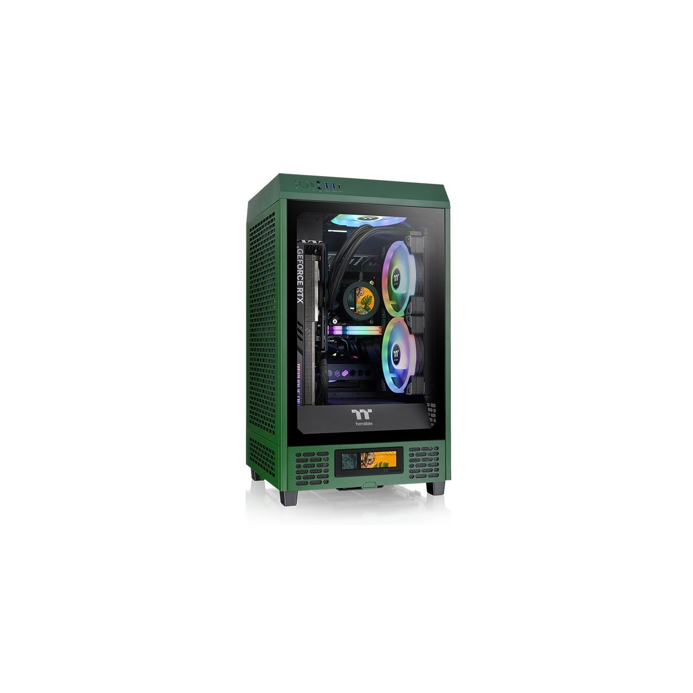 Thermaltake Tower 200 TG - Mini-ITX Mini Tower Case, Dark Green, 380mm GPU, 200mm CPU Cooler