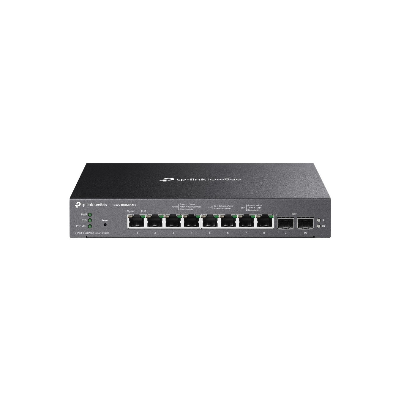 TP-Link Omada SG2210XMP-M2 - 8x 2.5G PoE+ & 2x 10G SFP+, 160W PoE Budget, Managed L2, Black — Buy in Cyprus with Fast Delivery